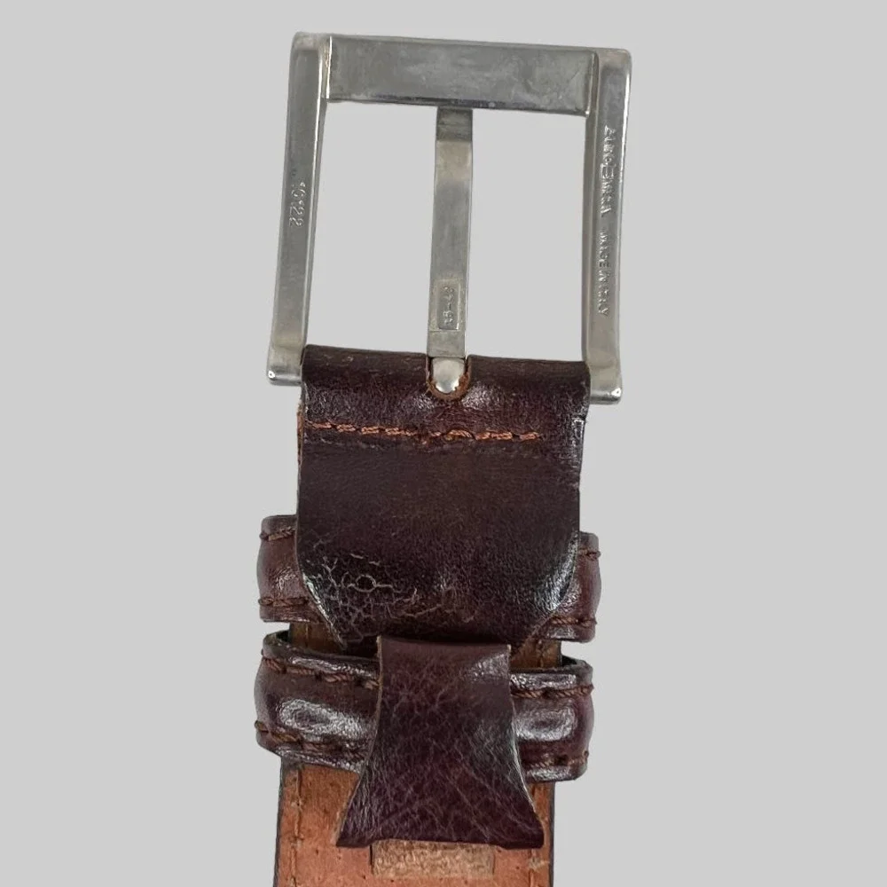 DIEGO TOSCANI Leather Belt in Dark Brown Men's Size 38 Waist